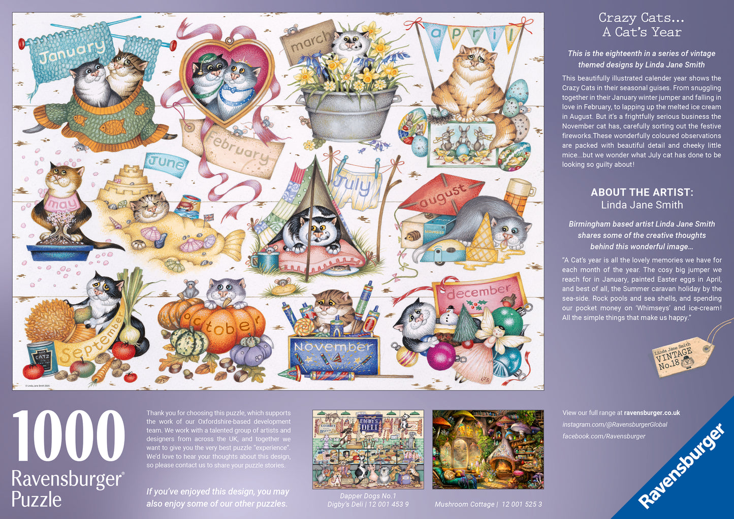 Ravensburger Crazy Cats Cats Calendar Puzzle 1000 Pieces