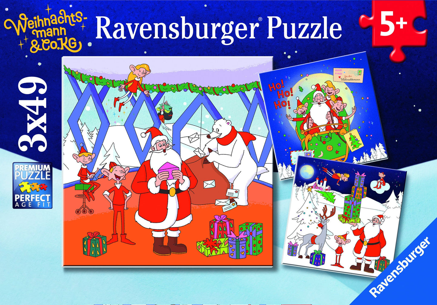Ravensburger - Santa and his Three Elves Puzzle 3x49 Piece Puzzle