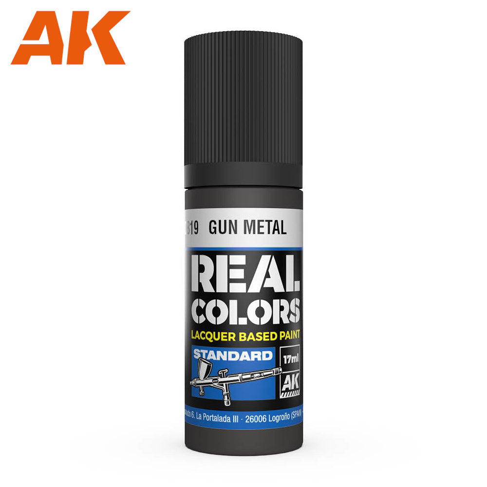 AK Interactive Real Colours Lacquer Based Paint 17ml - Gun Metal - Good Games