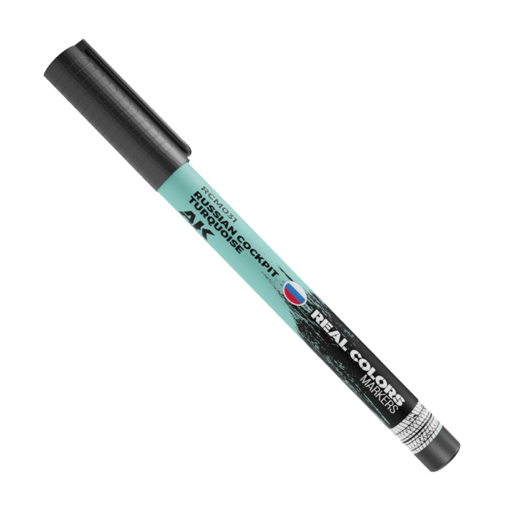 AK Real Colors 'Russian Cockpit Turquoise' marker with a black cap