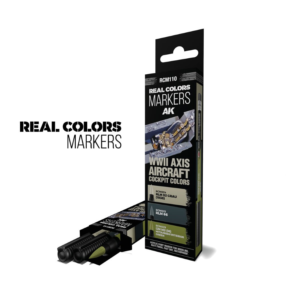 AK Real Colors Markers box for WWII Axis Aircraft Cockpit paint, with visible markers