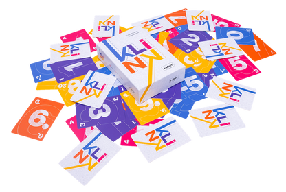 Close-up of Rebel: Klink box and cards with illustrated numbers and symbols
