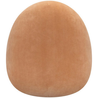 Soft tan egg-shaped plush toy on a white background
