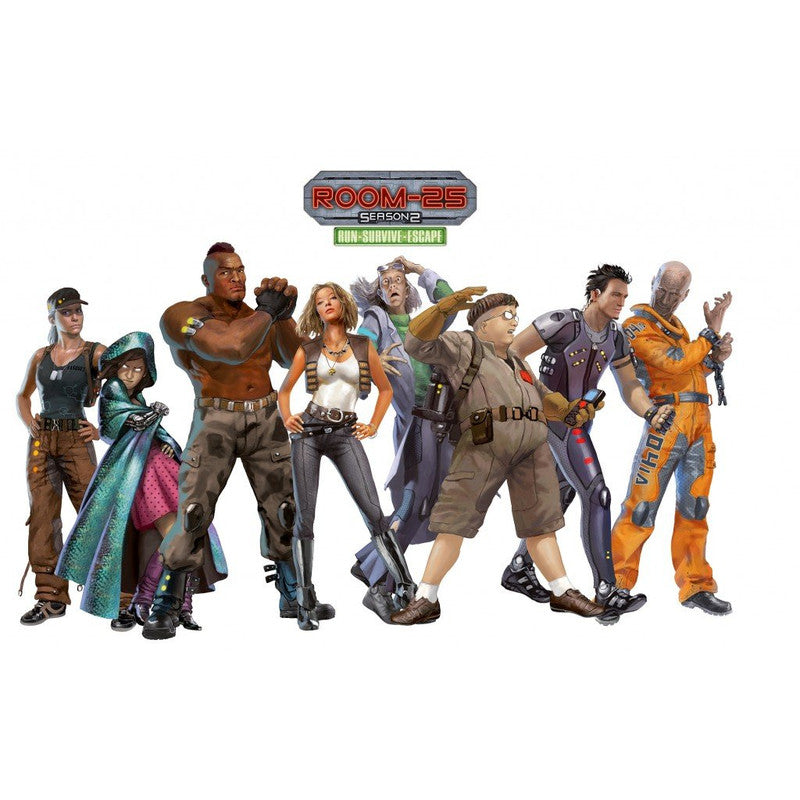 Room 25 Season 2 board game characters standing in dynamic poses