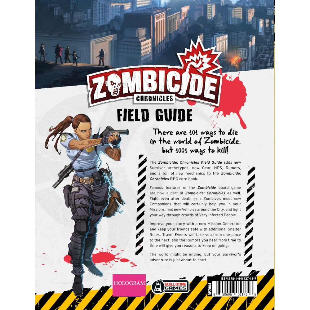 Zombicide: Chronicles Field Guide cover with a blood-splattered title