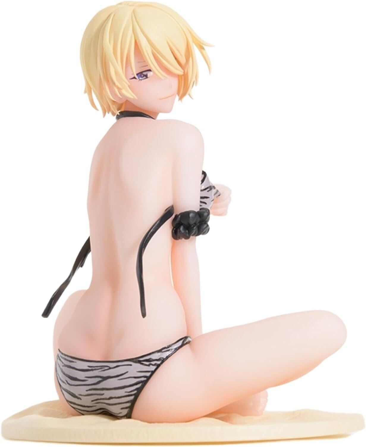 The Cafe Terrace and its Goddesses Akane Hououji Luminasta Figure in a black and white tiger-striped bikini seated on sand