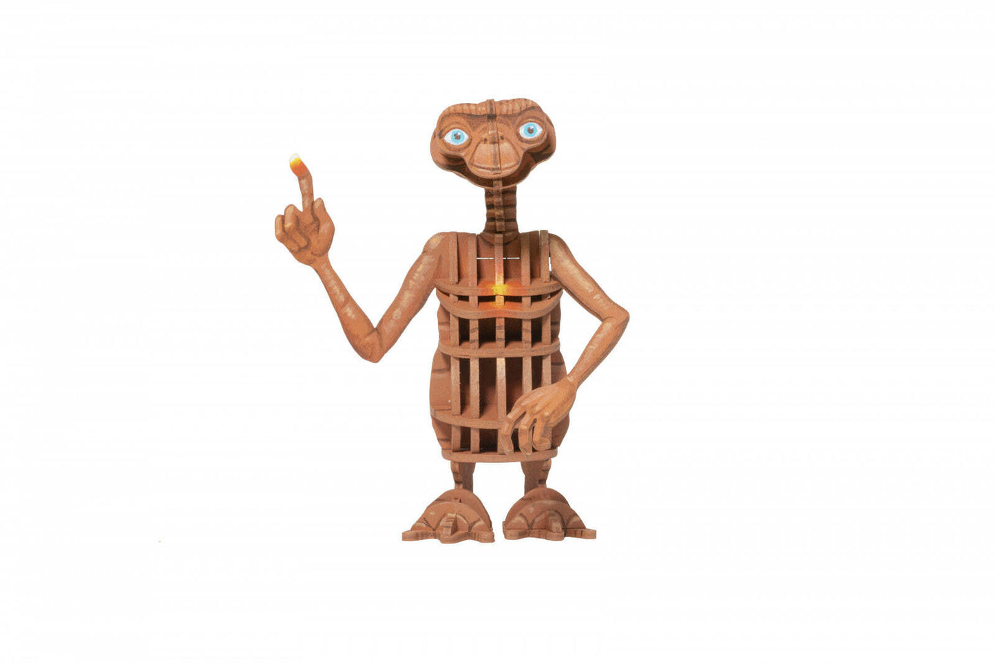 Incredibuilds ET the Extra Terrestrial 3D wood model kit with glowing chest and finger holding candy