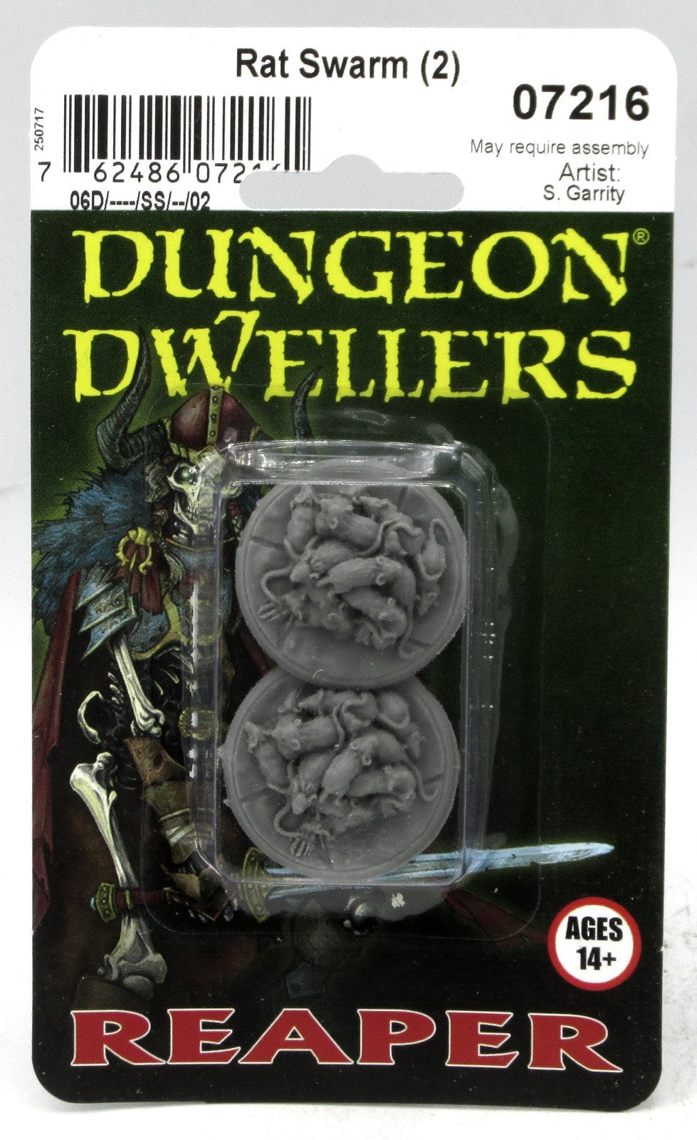 Rat Swarm (2) unpainted miniatures, Reaper Dungeon Dwellers 07216 blister pack