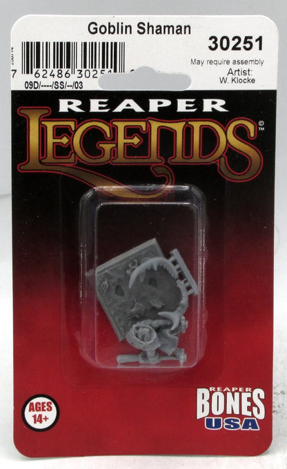 Reaper Bones USA 30251 Goblin Shaman miniature in original blister packaging