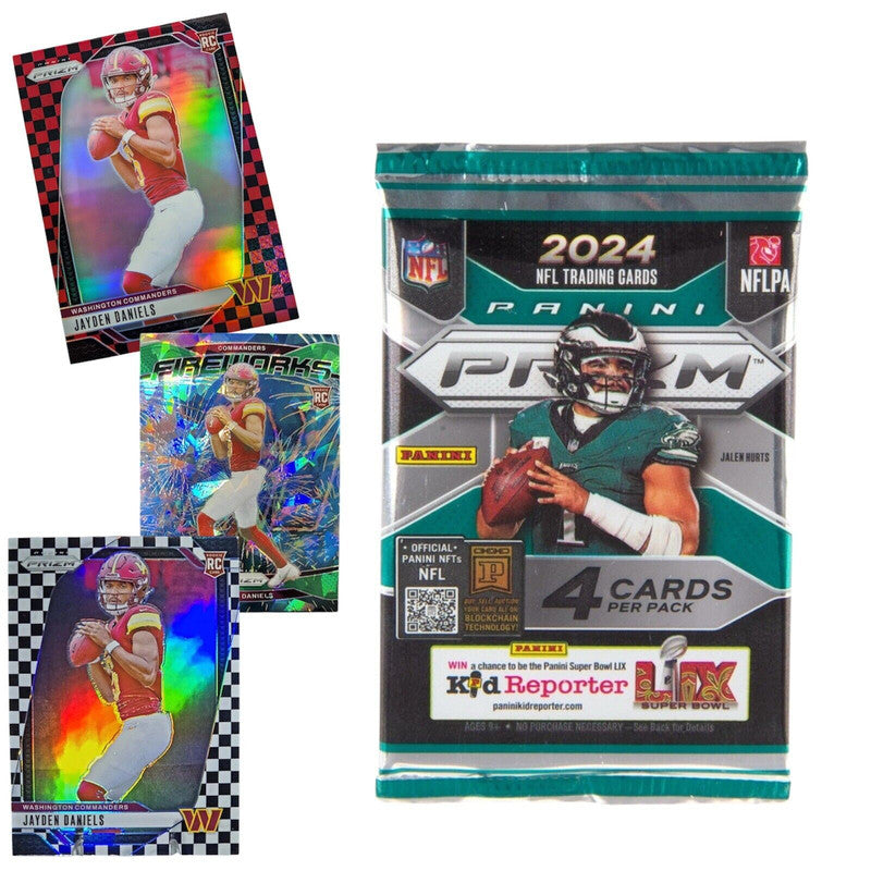 Jayden Daniels Washington Commanders 2024 Panini Prizm NFL trading cards and sealed pack