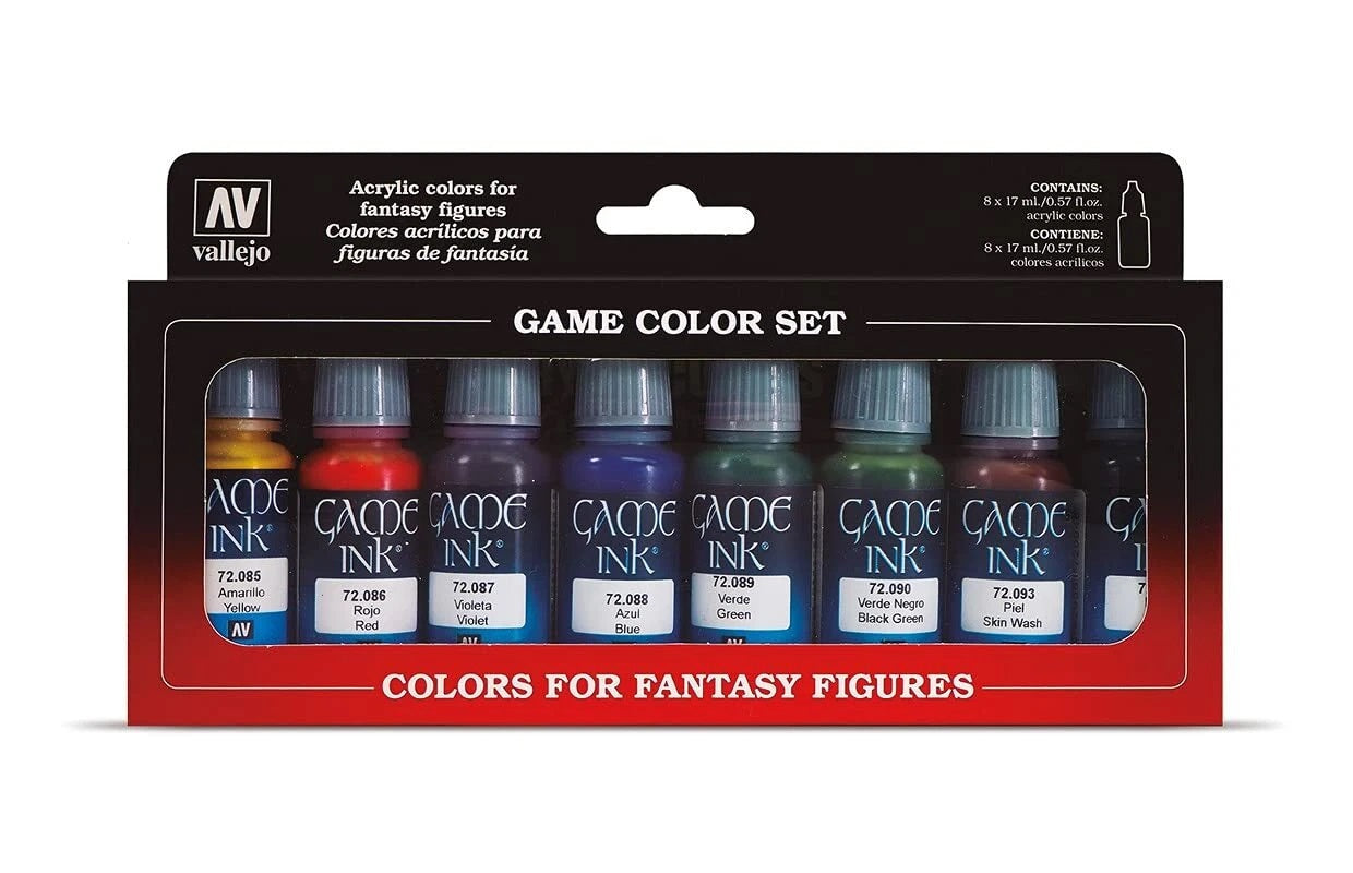 Vallejo Game colour Set: 8 dropper bottles of acrylic paints in various colours for fantasy figures