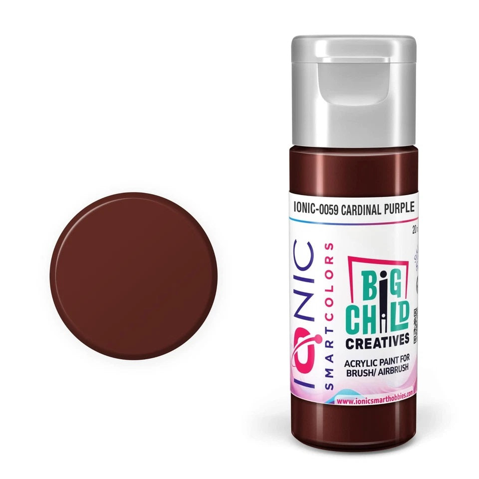 Ionic Smartcolors Cardinal Purple acrylic paint bottle with a matching color swatch