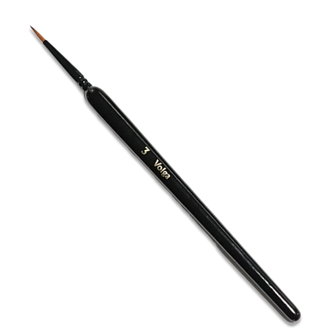 A black 'Volga' size 3 fine detail painting brush with brown bristles