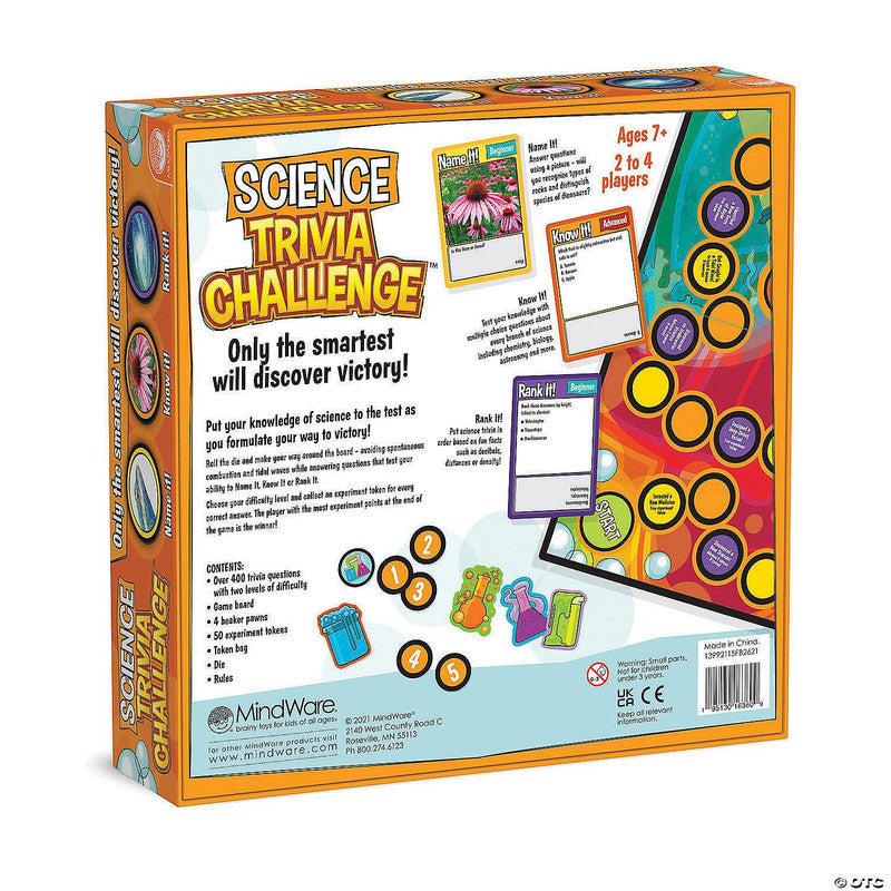 Science Trivia Challenge box with game details and components shown