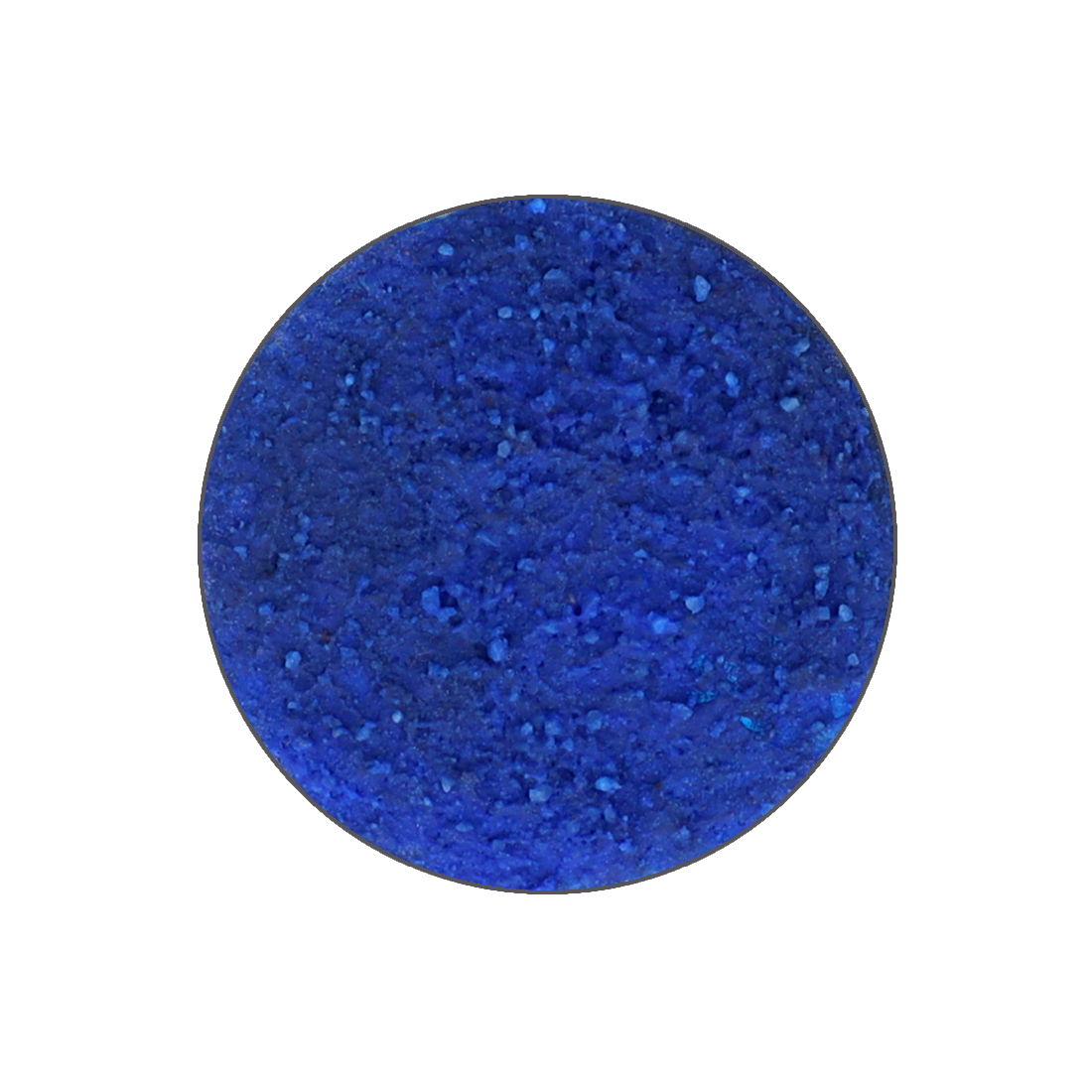 A dark blue granular circle with lighter specks, isolated on a white background.