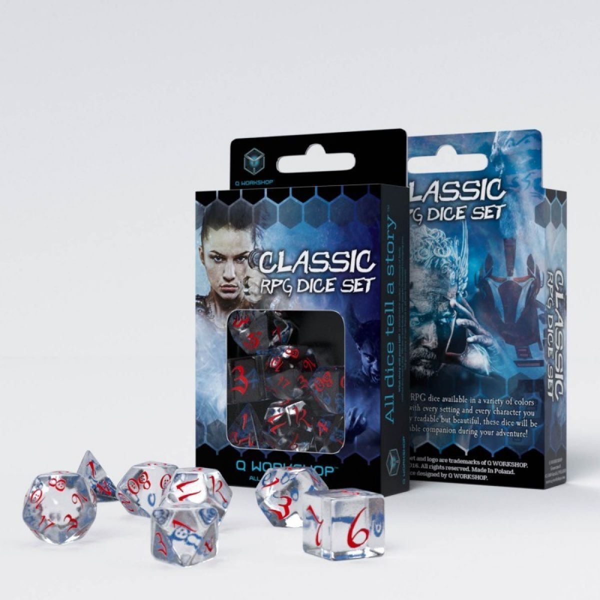 Q Workshop - Transparent Red Classic Rpg Elven Dice Set (7)