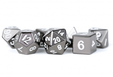 Metallic Dice Games - Metal Polyhedral Dice Set - Sterling Gray - Good Games
