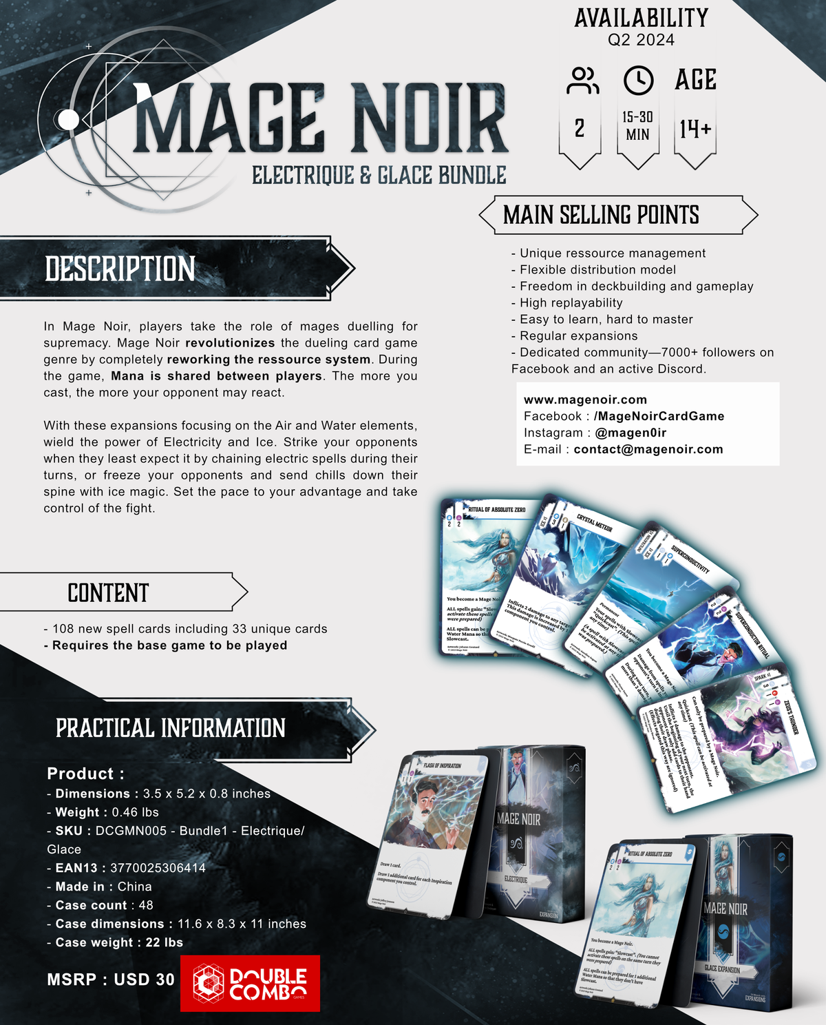 Mage Noir Electrique Glace Bundle game with multiple expansion box and card views
