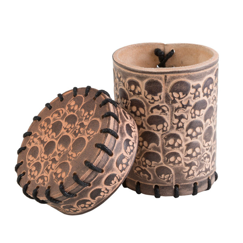 Q Workshop - Skull Beige Leather Dice Cup - Good Games