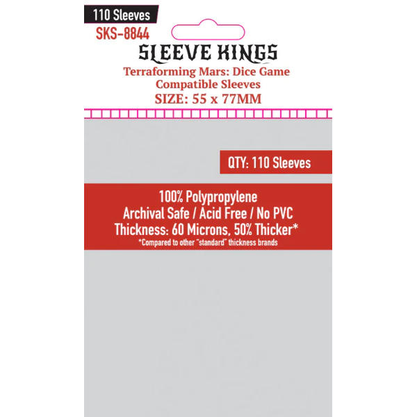 Sleeve Kings Board Game Sleeves Terraforming Mars: Dice Game Compatible Sleeves (55mm x 77mm) - Good Games