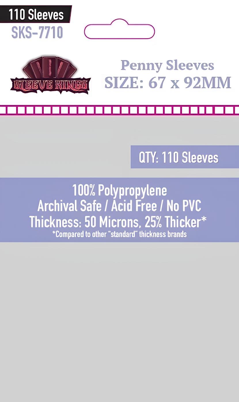 Sleeve Kings Penny Sleeves, 110 count, size 67x92MM, 50 Micron thickness