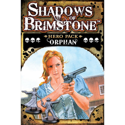 Shadows of Brimstone Orphan Hero Pack: Determined girl aims a revolver. Two unpainted miniatures shown