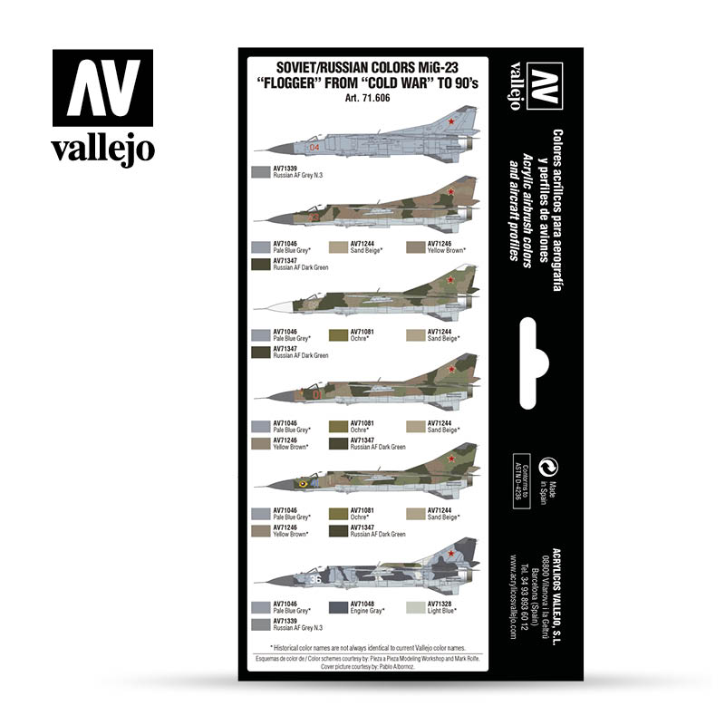 Vallejo Model Air Soviet/Russian Colors Mig-23 "Flogger" From 70'S To 90'S Acrylic Paint 8-Piece Set - Good Games