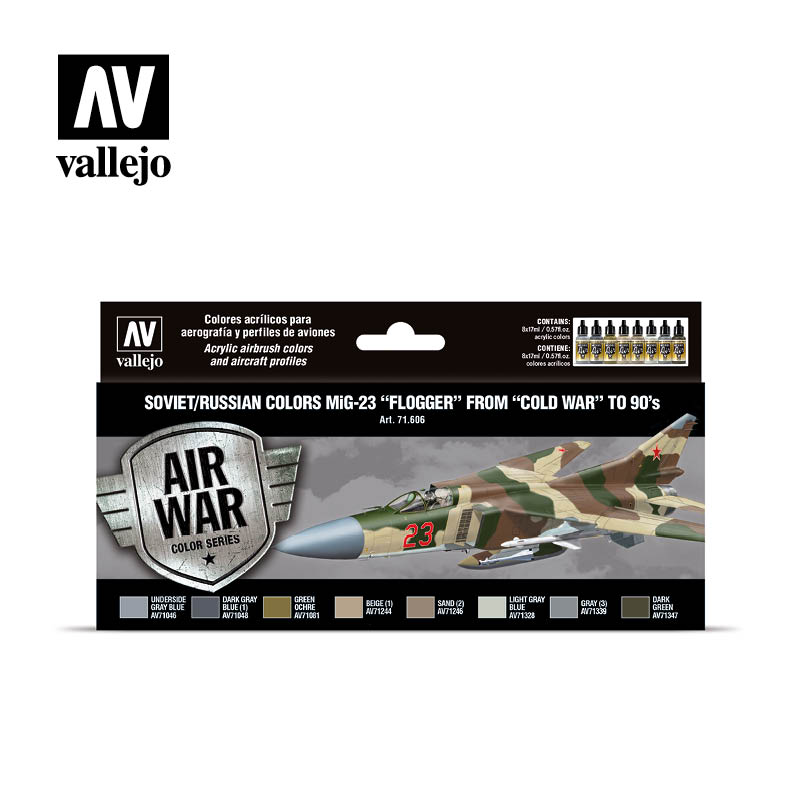 Vallejo Model Air Soviet/Russian Colors Mig-23 "Flogger" From 70'S To 90'S Acrylic Paint 8-Piece Set - Good Games