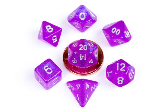 Metallic Dice Games - Acrylic 10mm Polyhedral Dice Set - Stardust Purple