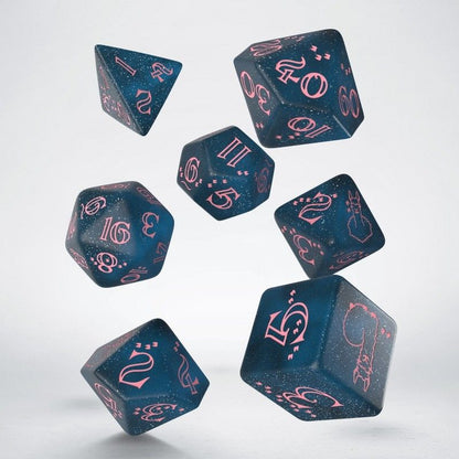 Q Workshop - Llama Glittering Dark Blue and Pink Dice Set - Good Games