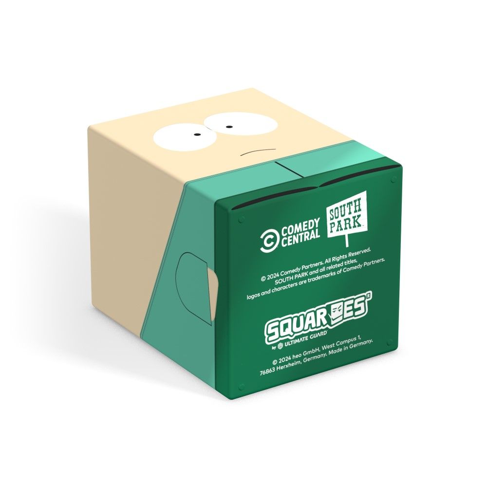 South Park Butters Stotch cube-shaped product box, tan and green, featuring Comedy Central and SQUARES logos