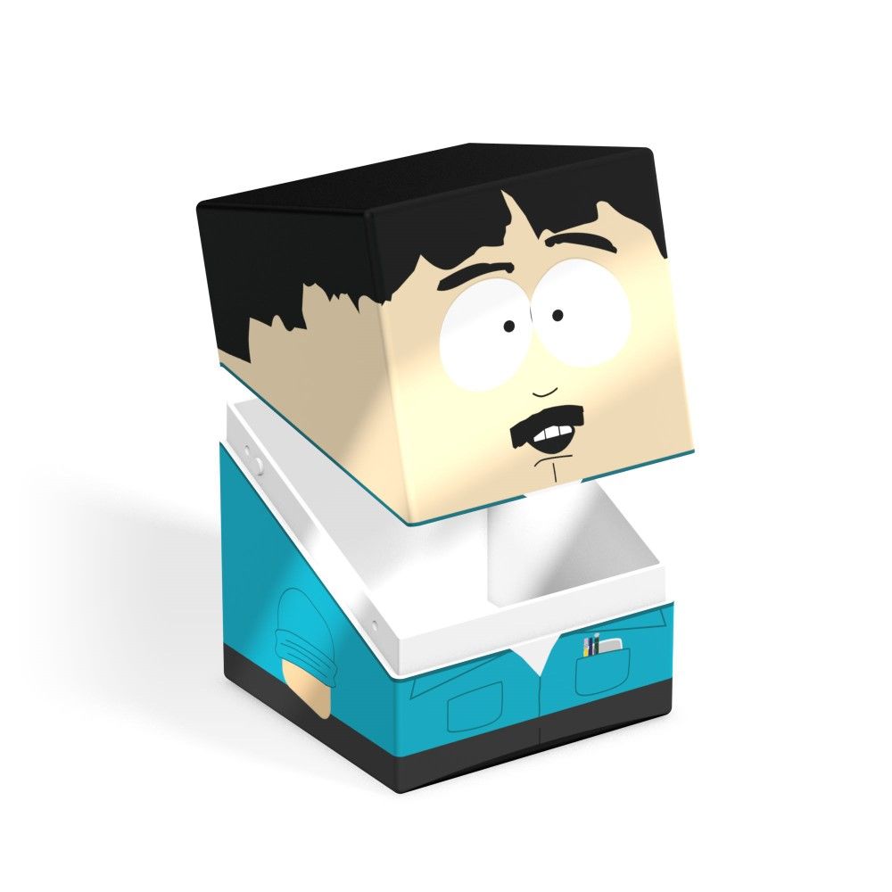 Blocky Randy Marsh (South Park) figure with separated head, revealing an open storage box