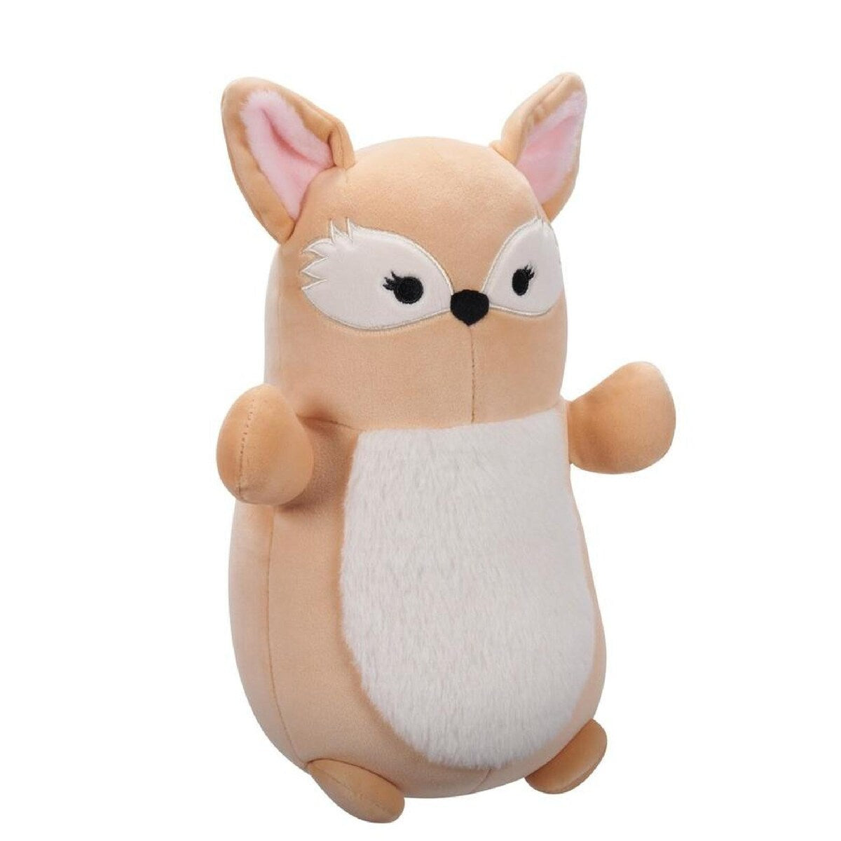 Rounded beige plush fawn or fox toy with large ears and a white belly patch