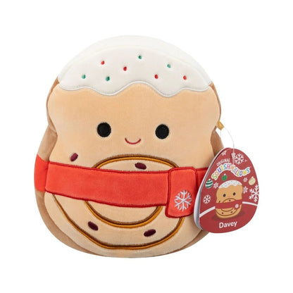 Festive Squishmallow plush Davey, designed like a sandwich cookie with icing, sprinkles and a red scarf