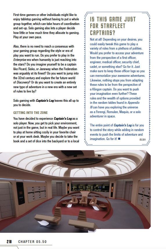 Starfleet-style spaceship bridge with multiple chairs facing glowing consoles under a bright, curved ceiling