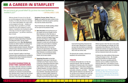 Starfleet officers: A woman in yellow fires a phaser, a man in yellow carries an injured blue alien