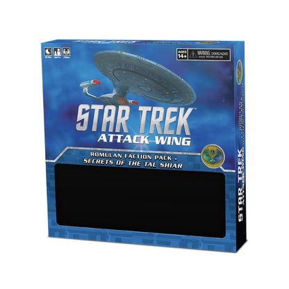Star Trek Attack Wing: Romulan Faction Pack – Secrets of the Tal Shiar game box, with a starship on the cover