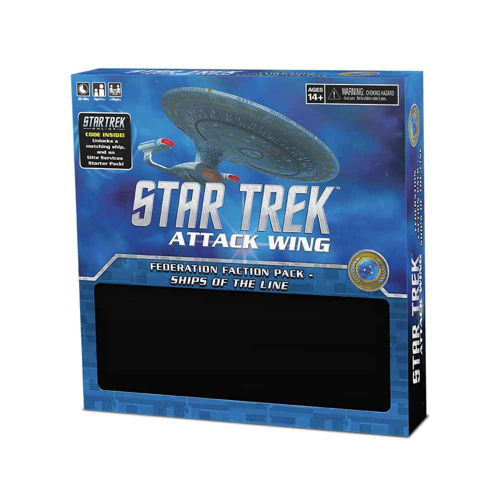 Star Trek: Attack Wing - Federation Faction Pack: Ships of the Line game box, featuring a large Starfleet starship