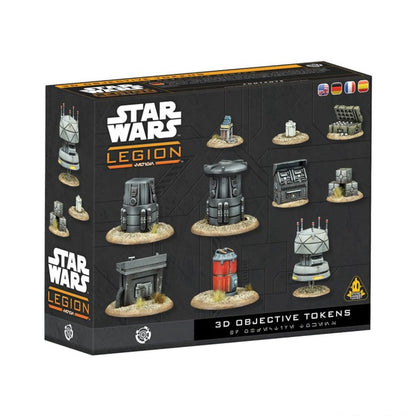 Star Wars: Legion 3D Objective Tokens expansion box, showing nine sci-fi terrain miniatures