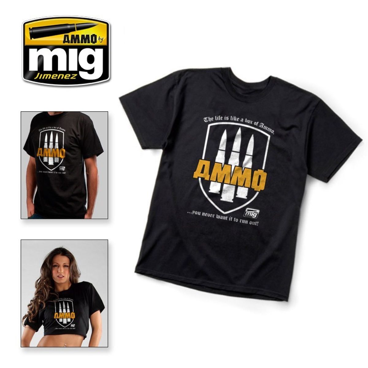 Ammo by MIG - Merchandise - T-Shirt The Life Is a Box of Ammo. You Never Want It to Run Out! (M) (Preorder) - Good Games