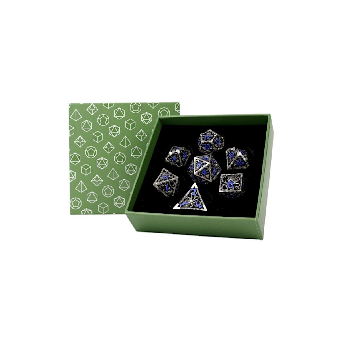 Strange Aeon Dice Set Steel/Blue - Good Games