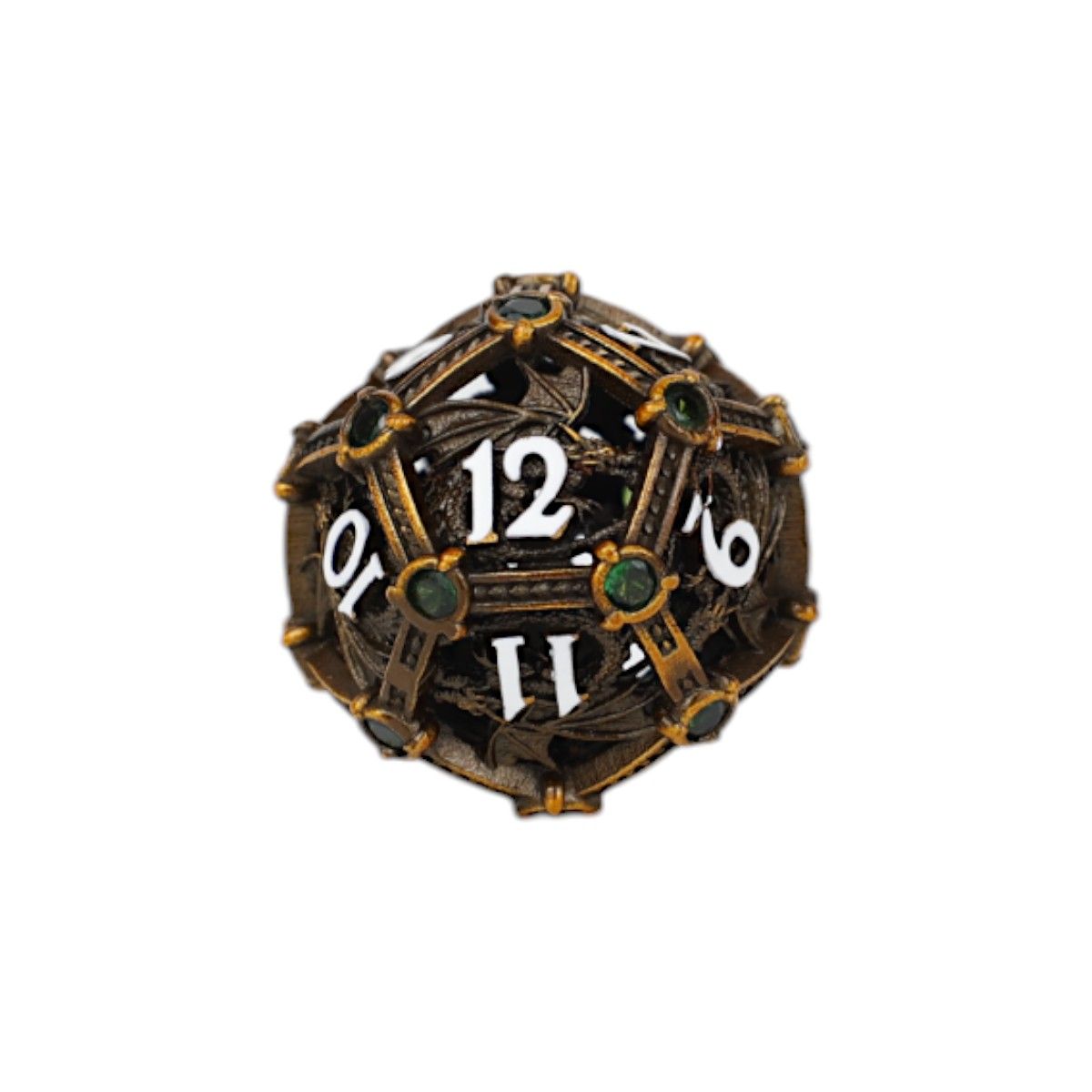 One Die of Let&#39;s Play Games Hoard Guardian RPG Dice Set, Ancient Bronze/Green