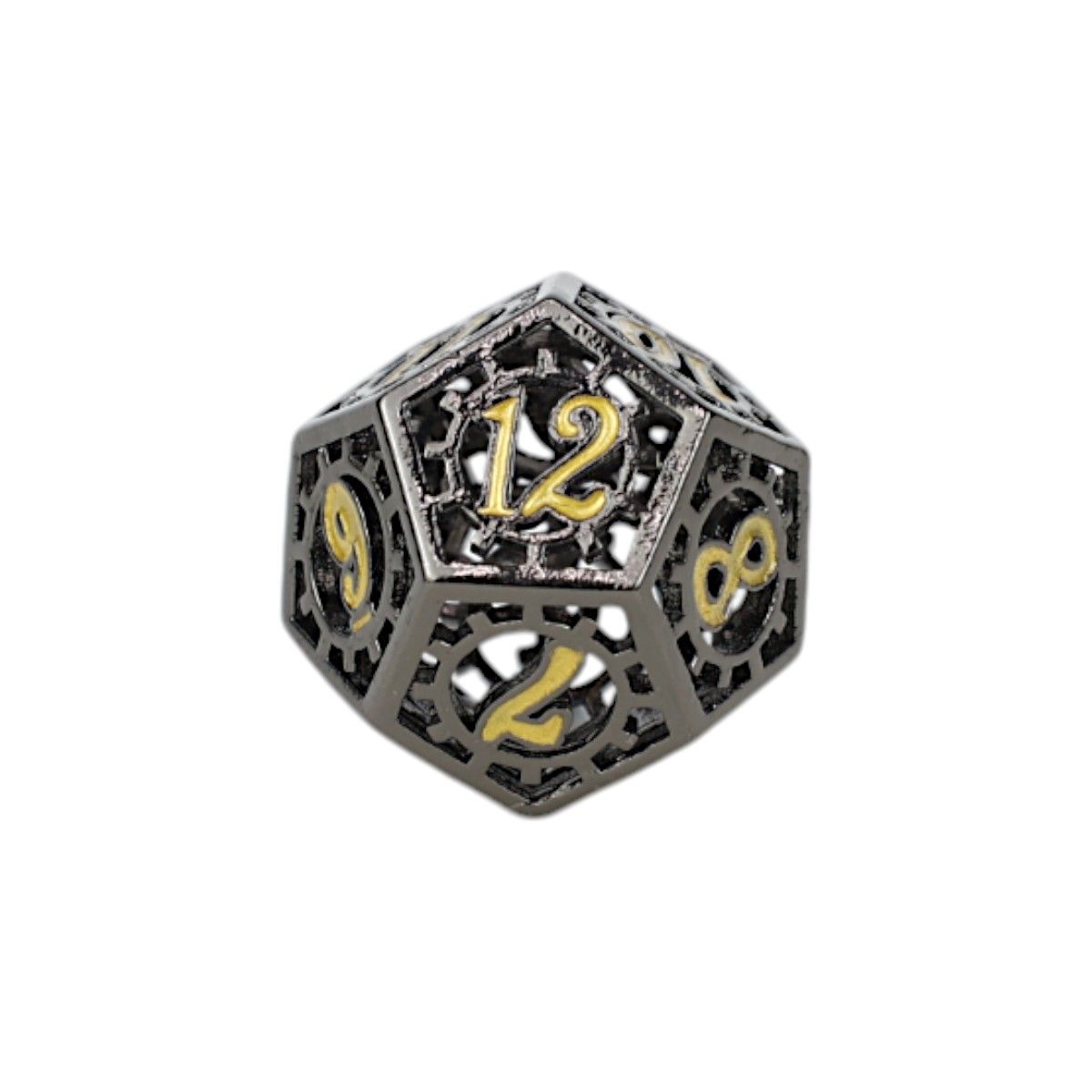 One Die of LPG Dice Clockwork Sun Dice Set Gold/Black