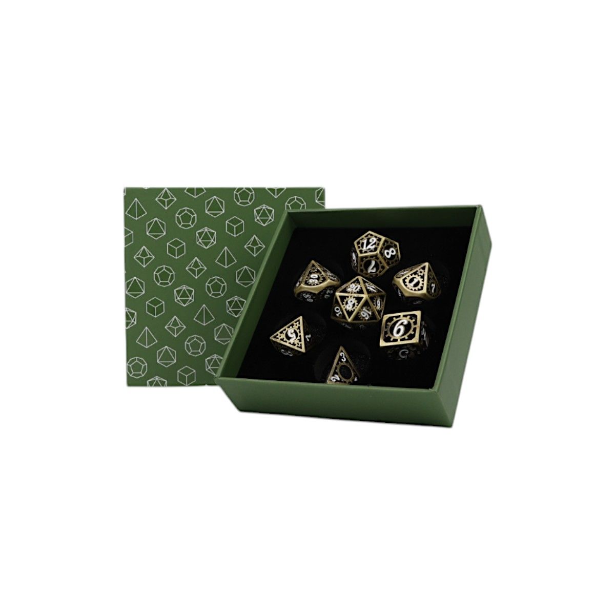Clockwork Sun Dice Set Tarnished Gold - Good Games