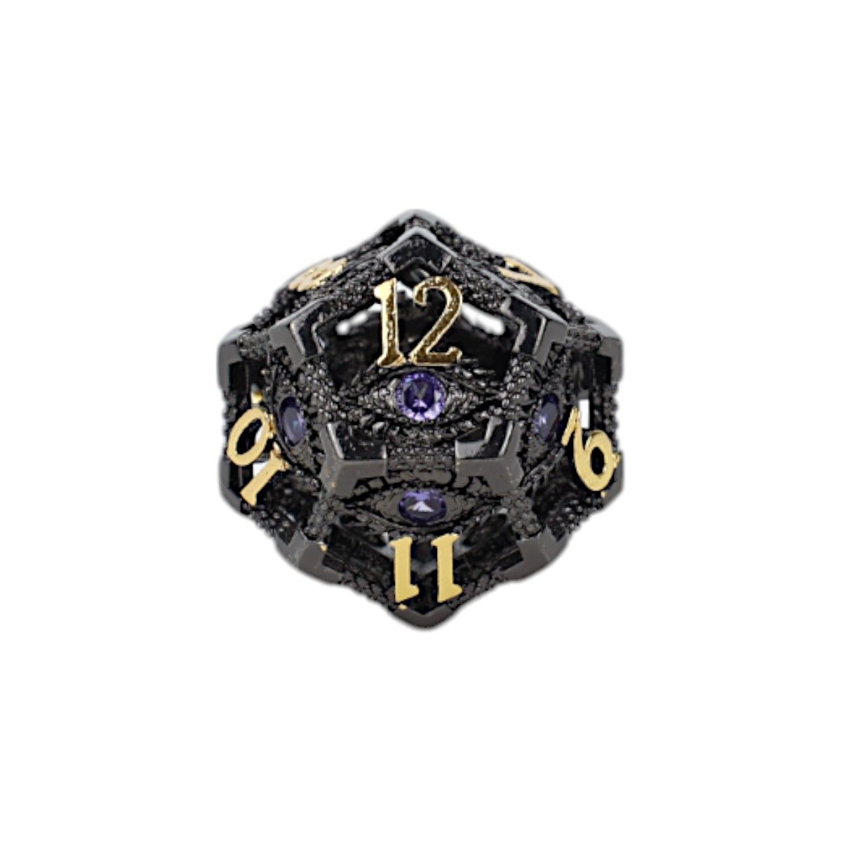 One Die of Let&#39;s Play Games Scaled Eye RPG Dice Set, Black/Gold