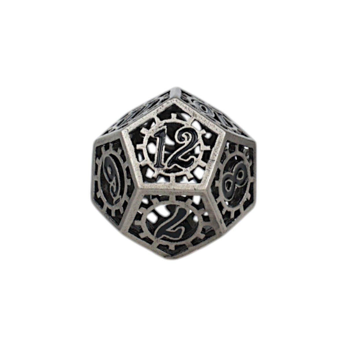 One Die of LPG Dice Clockwork Sun Dice Set Steel/Black