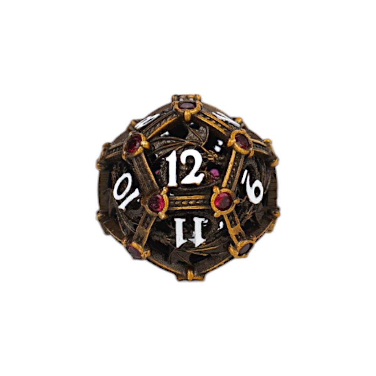 One Die of Let&#39;s Play Games Hoard Guardian RPG Dice Set, Ancient Bronze/Red