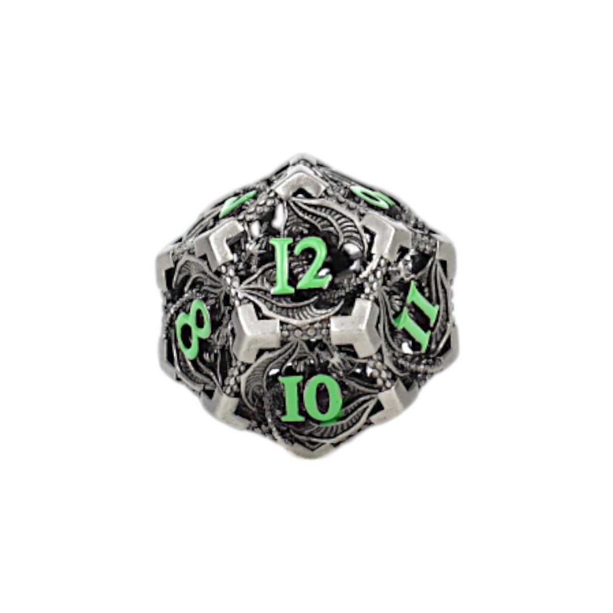One Die of Let&#39;s Play Games Dragon Hollow RPG Dice Set, Metal/Green