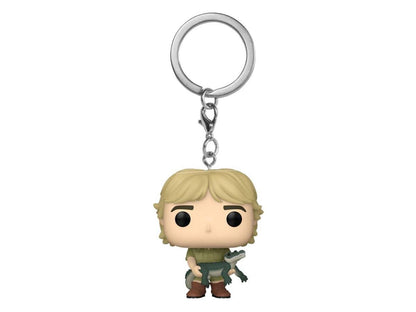 Funko Pocket Pop keychain of Steve Irwin holding a small crocodile
