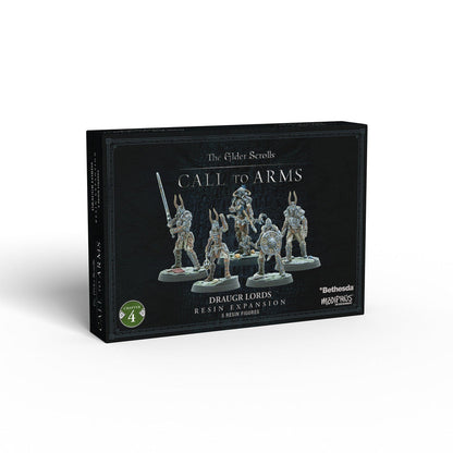 The Elder Scrolls: Call to Arms Draugr Lords Resin Expansion box, displaying five detailed fantasy warrior miniatures